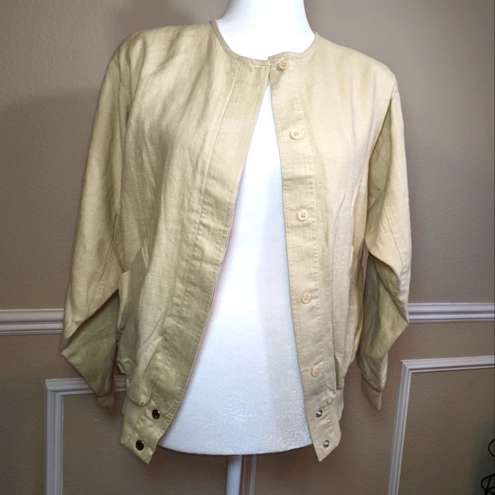 1990 Linen Cream Bomber Jacket by the Narragansett